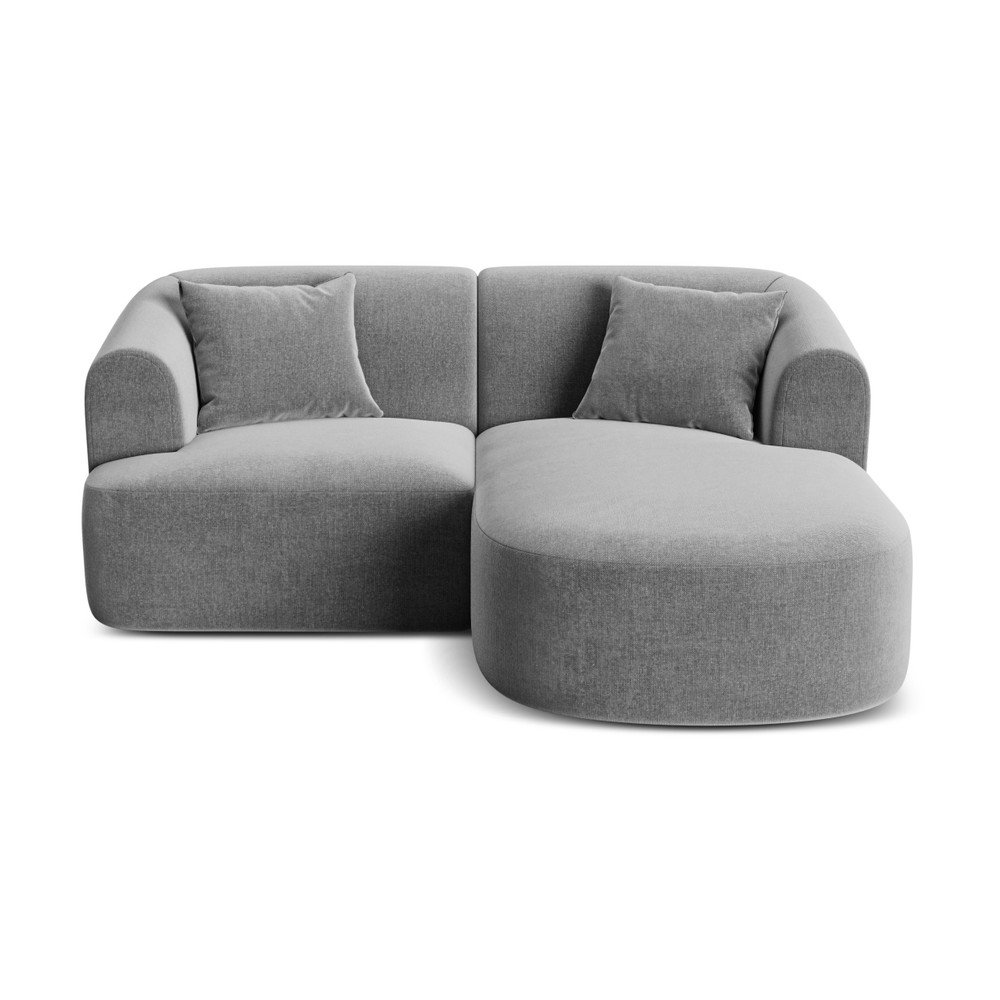 Világosszürke bársony sarokkanapé (jobb oldali-heverő résszel) Campi – Cosmopolitan Design