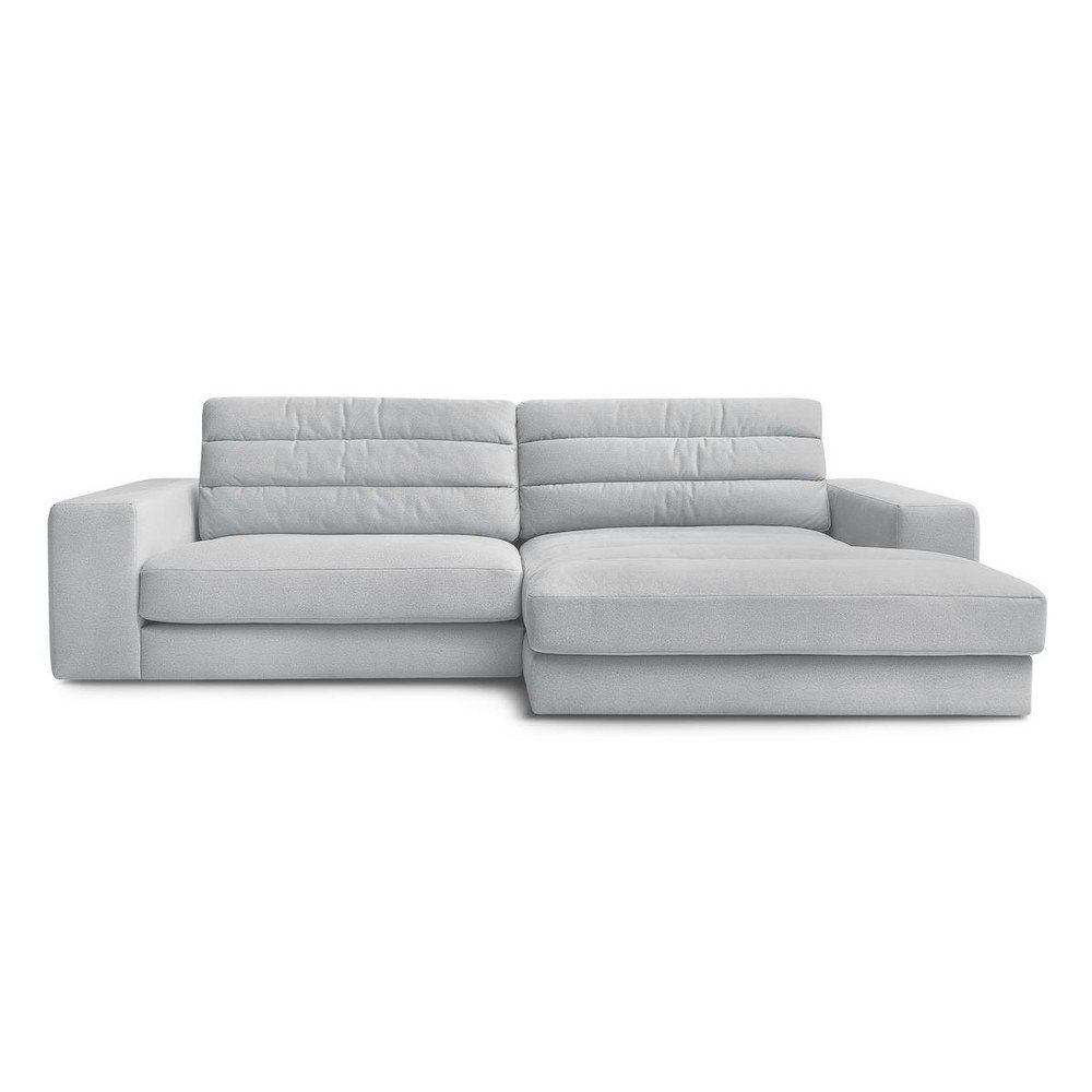 Világosszürke bársony sarokkanapé (jobb oldali-heverő résszel) Sierra – Bobochic Paris