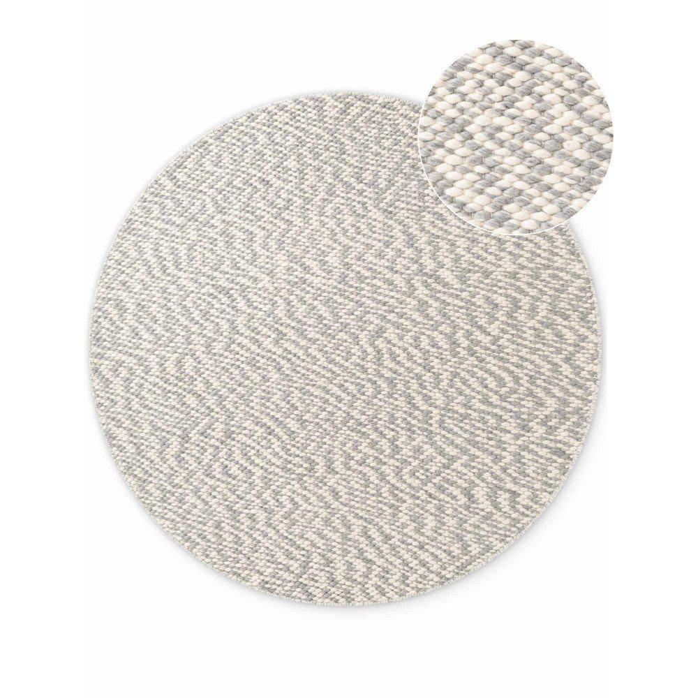 Világosszürke-krémszínű kézi szövésű gyapjú kerek szőnyeg ø 160 cm Lyon Beans – Elle Decoration