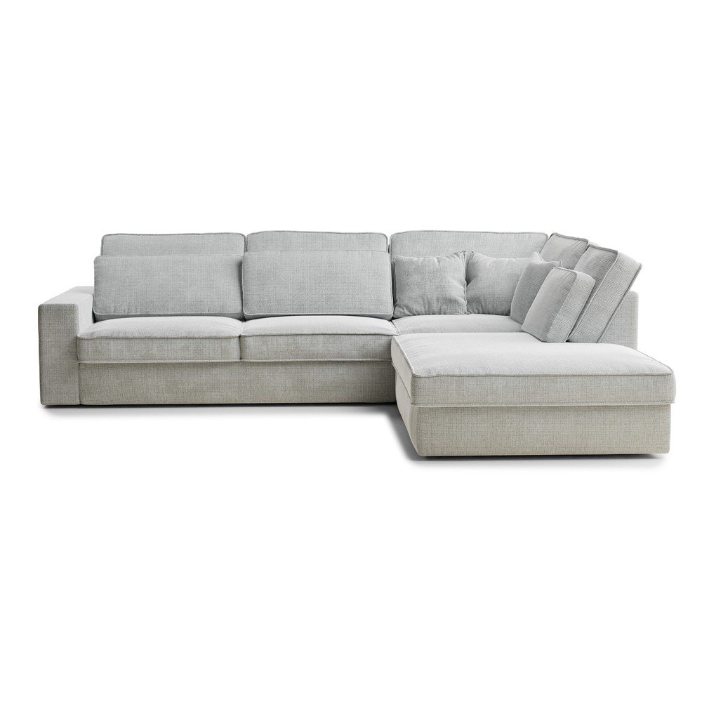 Világosszürke zsenília sarokkanapé (jobb oldali-L alakú) Kirou – Maison de Rêve