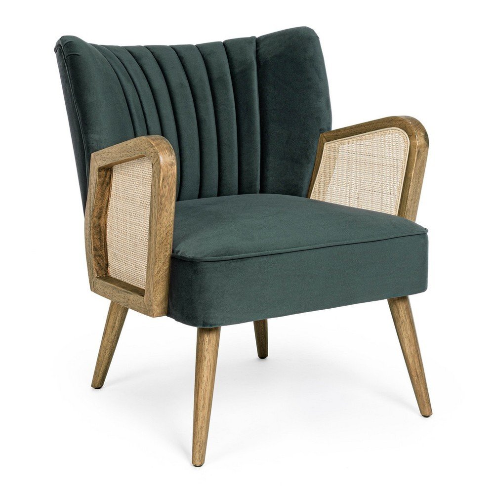 Zöld bársony fotel Virna – Bizzotto