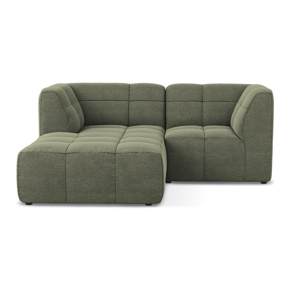 Zöld buklé sarokkanapé (bal oldali-heverő résszel) Aloha – Makamii