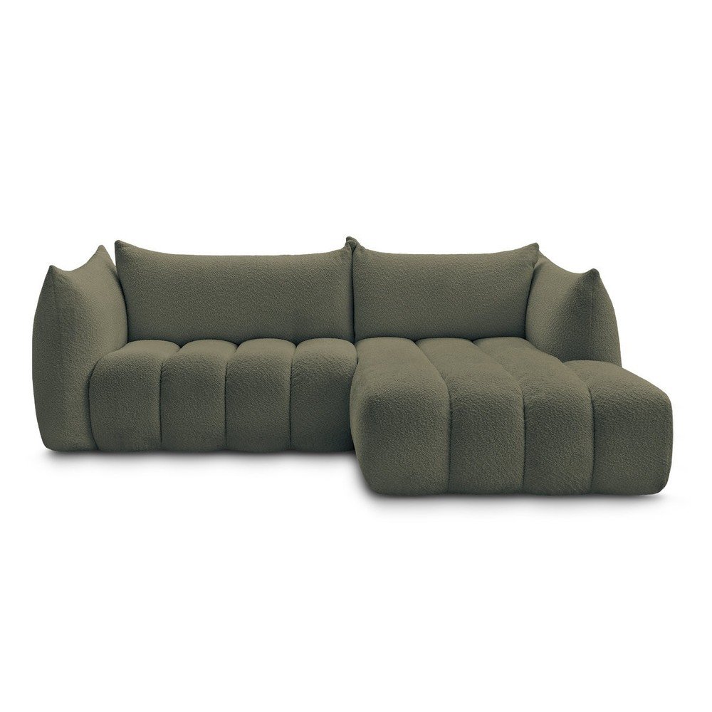 Zöld buklé sarokkanapé (jobb oldali-heverő résszel) Azra – Bobochic Paris