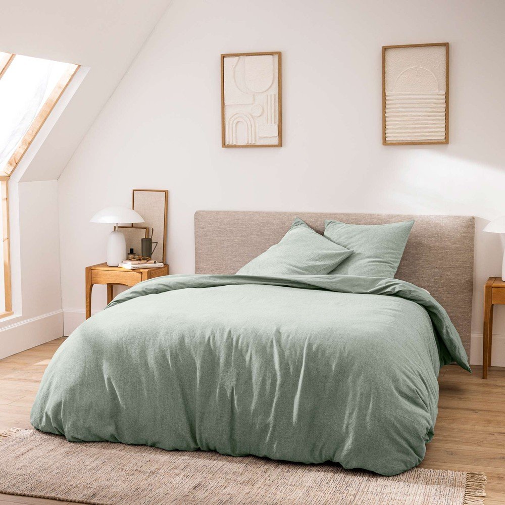 Zöld kétszemélyes-hosszabbított háromrészes pamut ágyneműhuzat 240x220 cm Meline – douceur d'intérieur