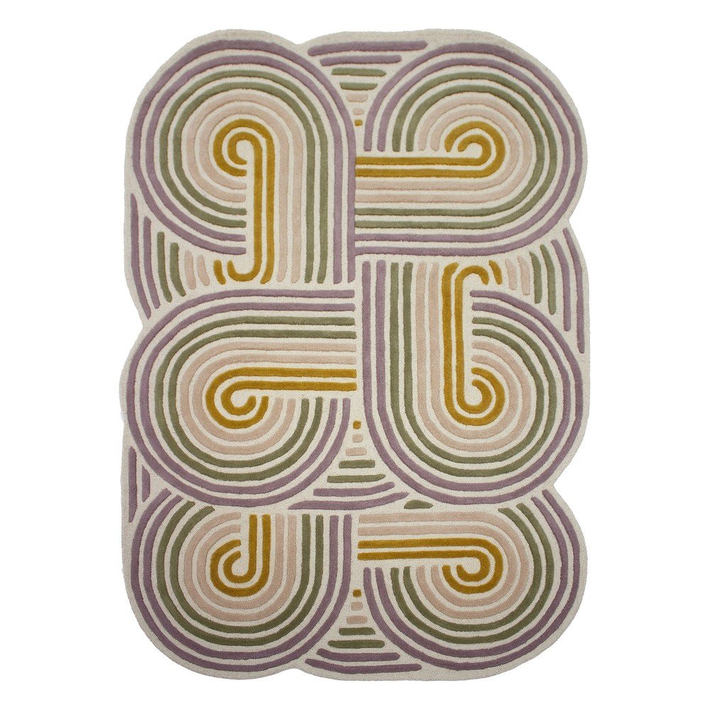 Zöld kézi szövésű gyapjú szőnyeg 140x200 cm Spiral Shaped  – Flair Rugs