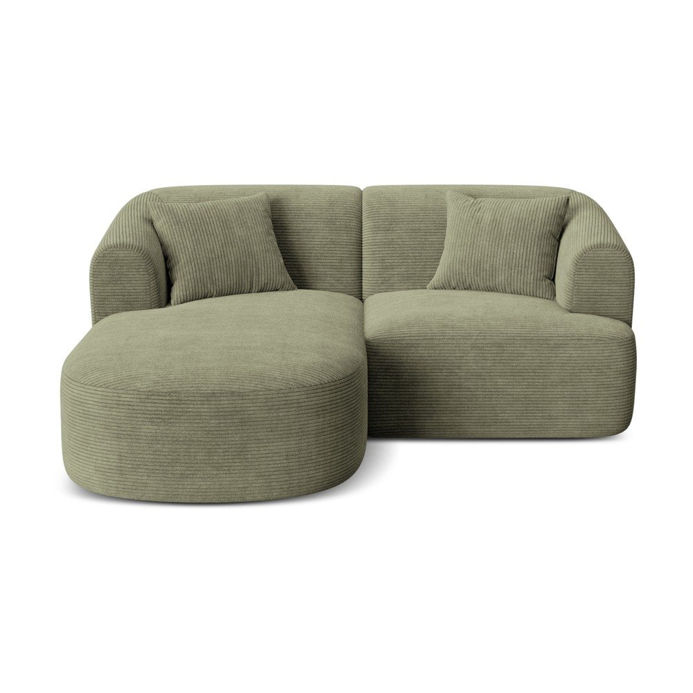 Zöld kordbársony sarokkanapé (bal oldali-heverő résszel) Campi – Cosmopolitan Design