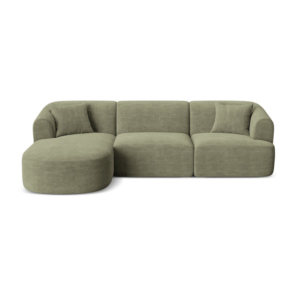 Zöld kordbársony sarokkanapé (bal oldali-heverő résszel) Campi – Cosmopolitan Design