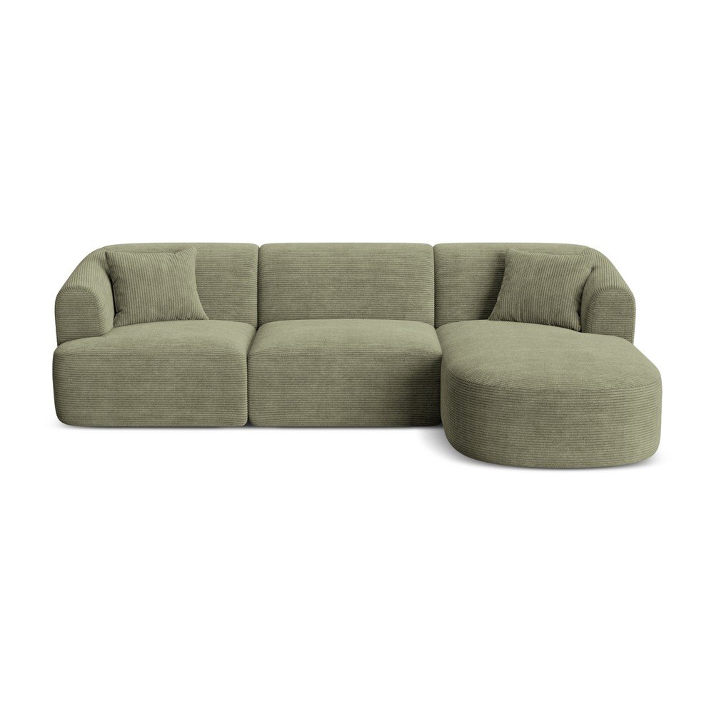 Zöld kordbársony sarokkanapé (jobb oldali-heverő résszel) Campi – Cosmopolitan Design