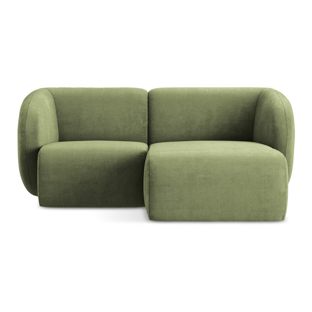 Zöld zsenília sarokkanapé (jobb oldali-heverő résszel) Lani – Makamii