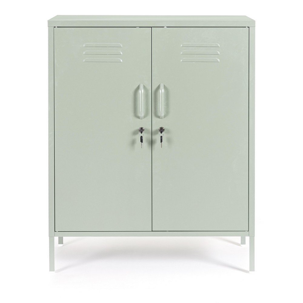 Zsályaszínű fém zárható szekrény 80x101