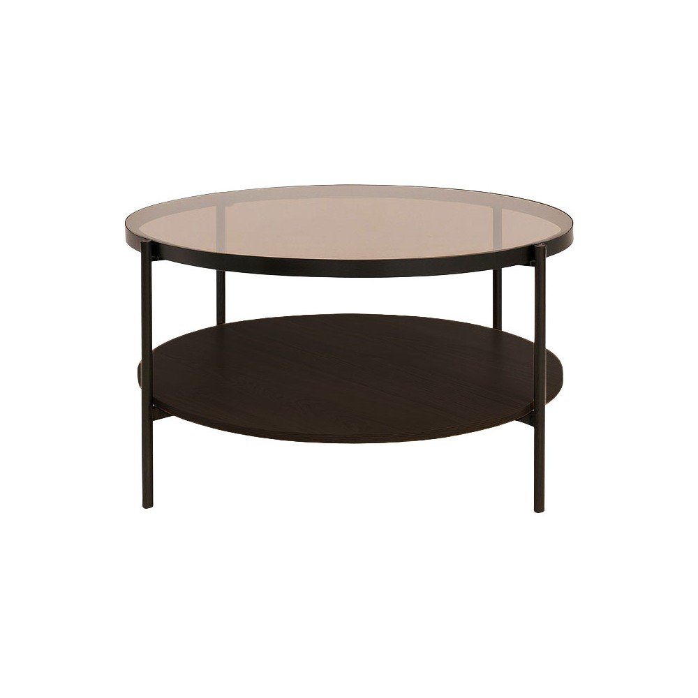 Barna kerek dohányzóasztal üveg asztallappal ø 84 cm Hassel – Unique Furniture