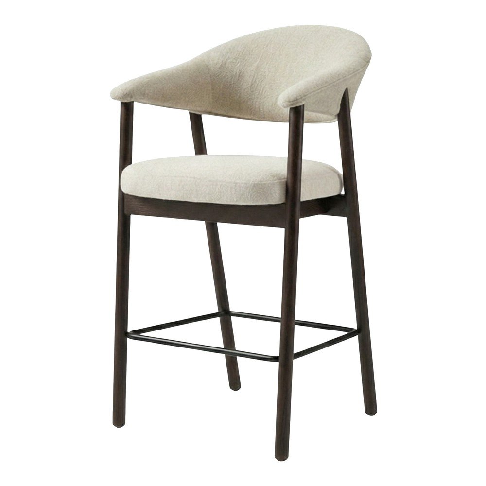 Barna-krémszínű kárpitozott karfás bárszék (ülésmagasság 67 cm) Elk – Unique Furniture