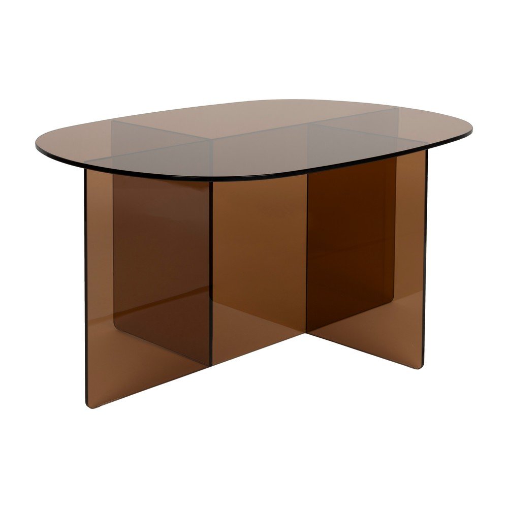 Barna üveg dohányzóasztal 60x80 cm Linea – Zuiver