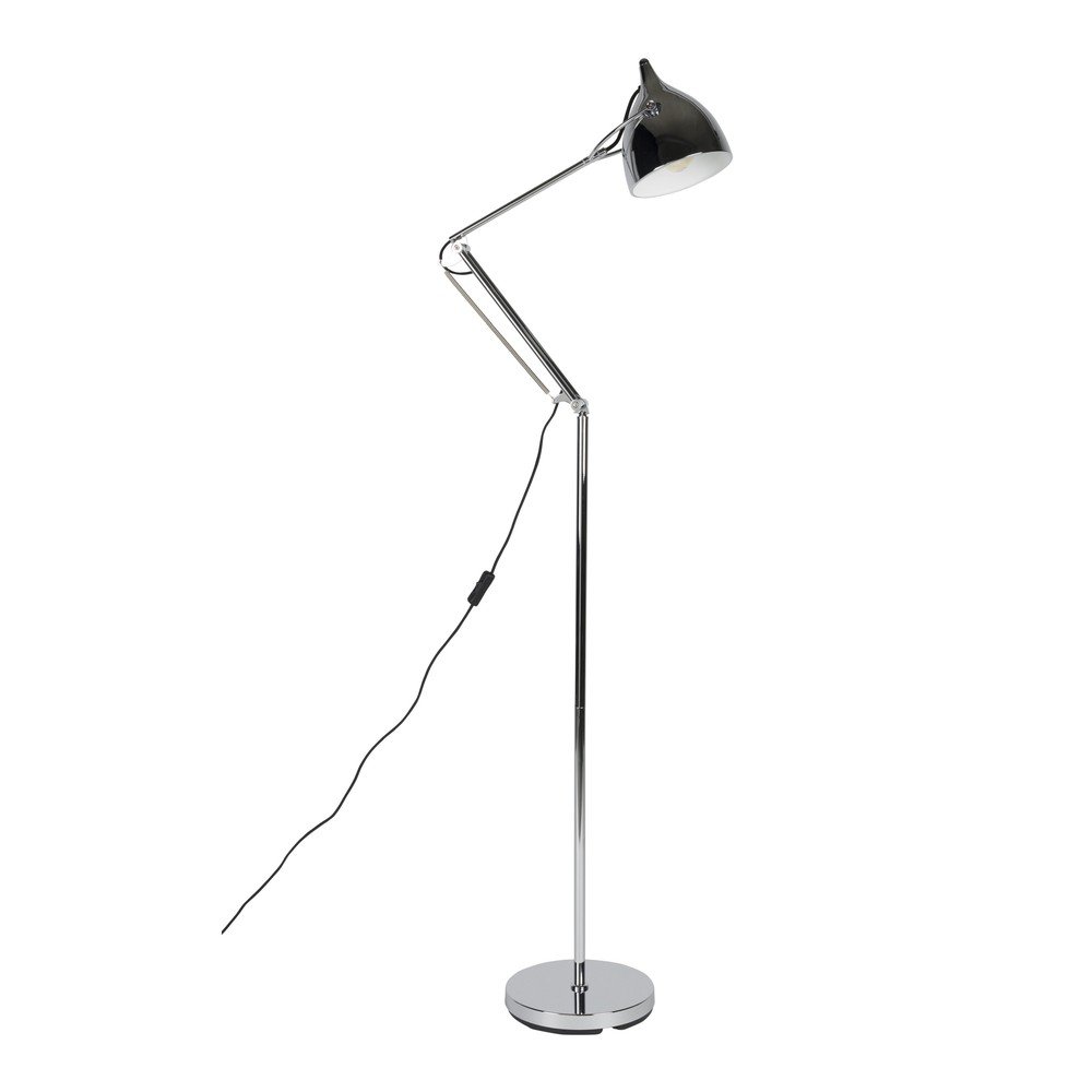 Ezüstszínű állólámpa hajlítható szerkezettel fém búrával (magasság 137 cm) Reader – Zuiver