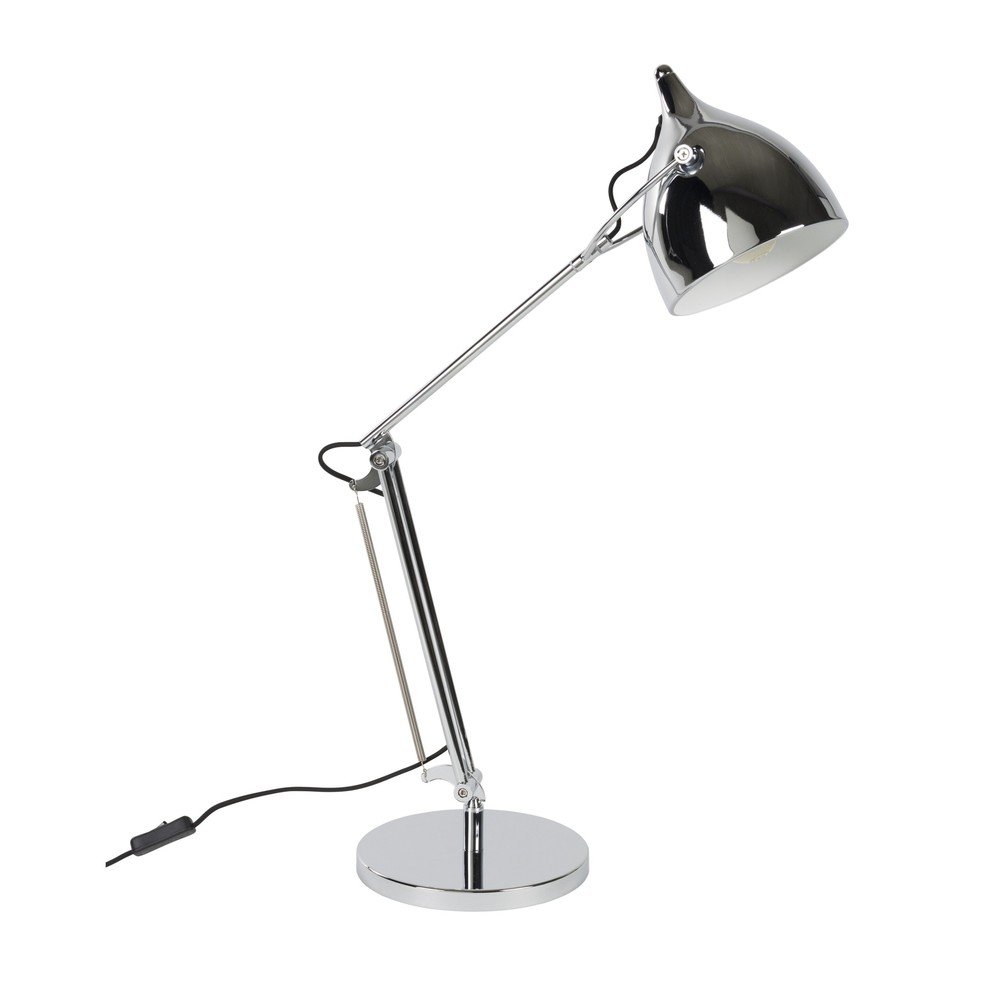 Ezüstszínű fém asztali lámpa hajlítható szerkezettel fém búrával (magasság 37 cm) Reader – Zuiver