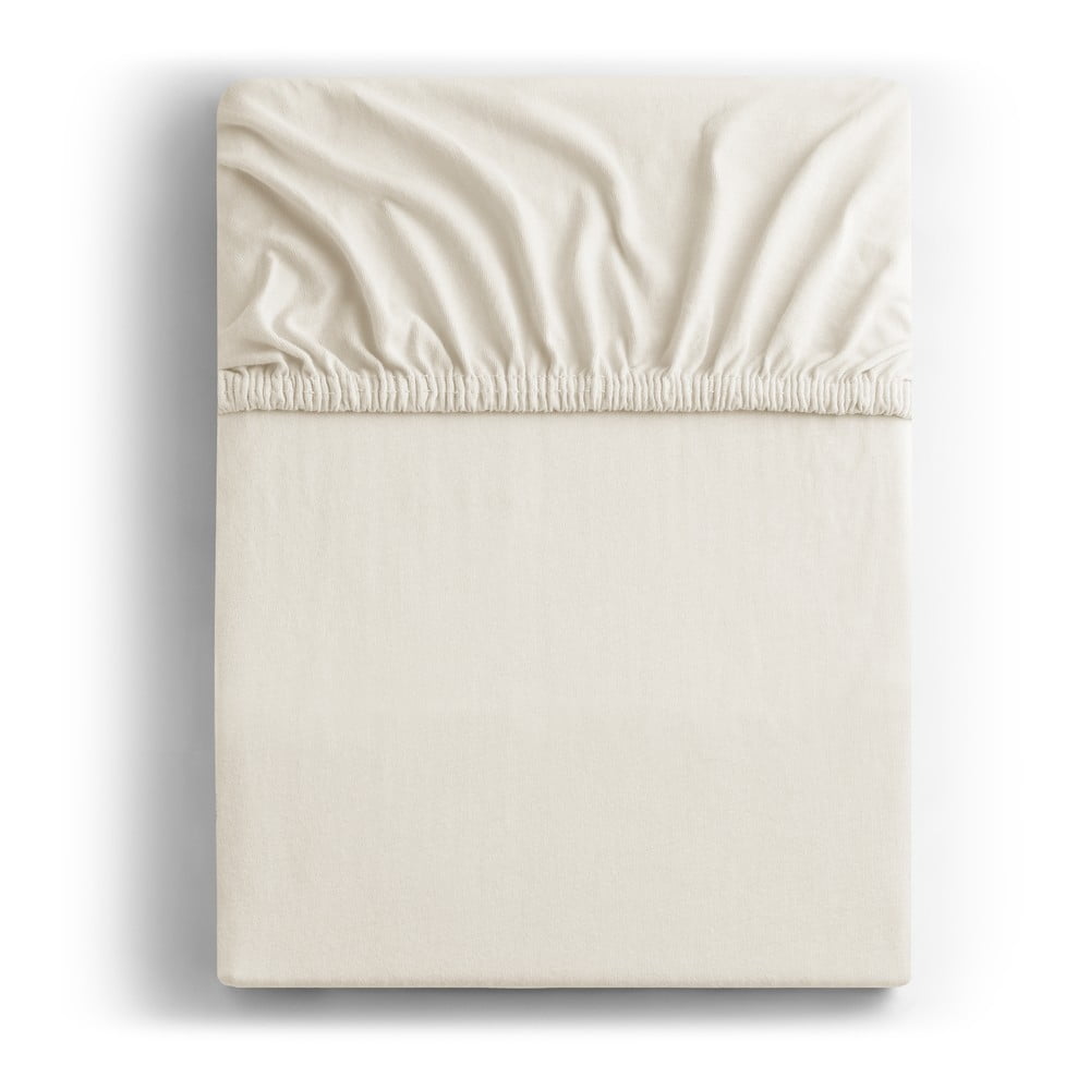 Fehér-krémszínű gumis jersey lepedő 90x200 cm Amber – Restilo
