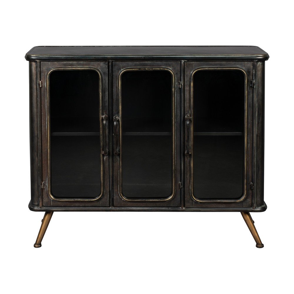 Fekete fém tálalószekrény 100x80x37 cm Denza – Dutchbone