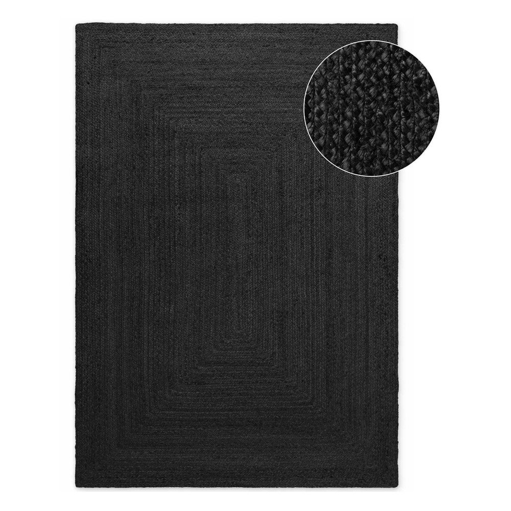Fekete kétoldalas-kézi szövésű juta szőnyeg 120x180 cm Juno – Hanse Home