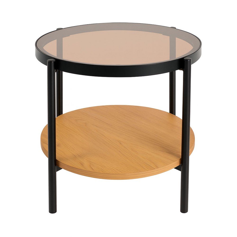 Kerek tárolóasztal üveg asztallappal ø 48 cm Hassel – Unique Furniture