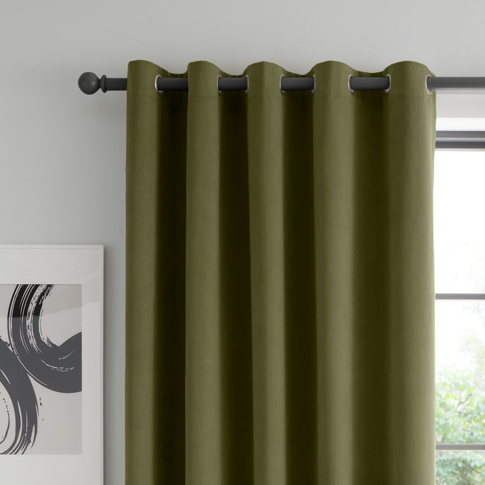 Khaki bársony sötétítő függöny szett 2 db-os 117x137 cm Wilson – Catherine Lansfield