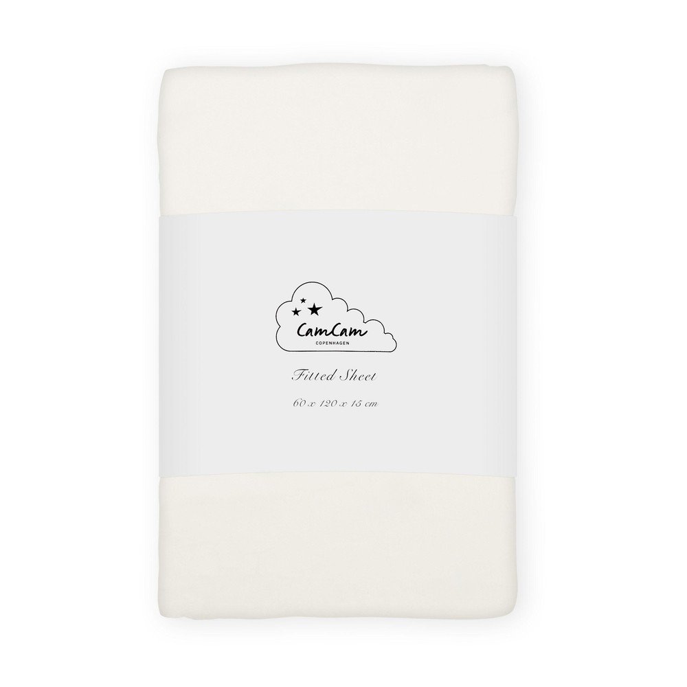 Krémszínű gumis bio pamut gyerek lepedő babaágyhoz 60x120 cm Off-White – Cam Cam Copenhagen