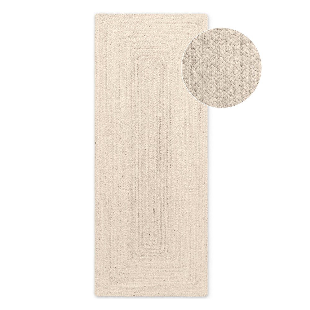 Krémszínű kétoldalas-kézi szövésű juta futószőnyeg 80x200 cm Juno – Hanse Home