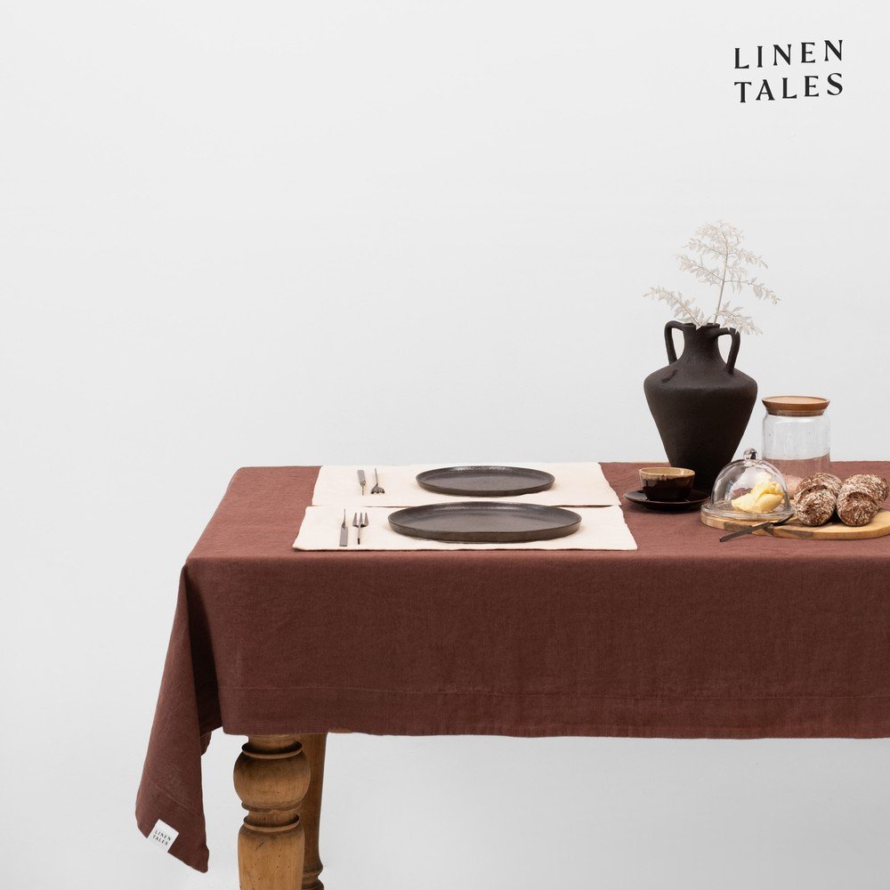 Len asztalterítő 140x200 cm Chocolate – Linen Tales