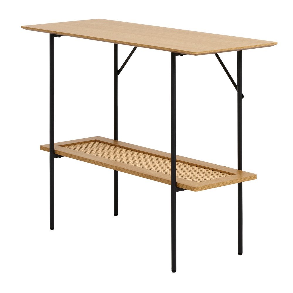 Natúr színű konzolasztal tölgyfa dekorral 37x100 cm Pensacola – Unique Furniture