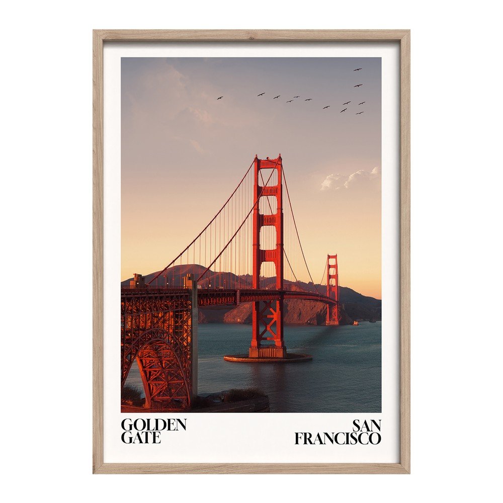 Nyomtatott keretezett kép 50x70 cm Golden Gate – Styler