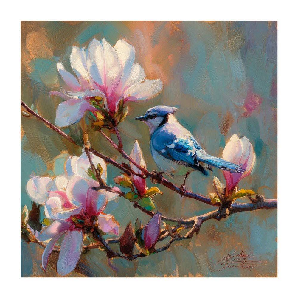 Nyomtatott vászon kép 32x32 cm Bluejay & Blossom – Styler