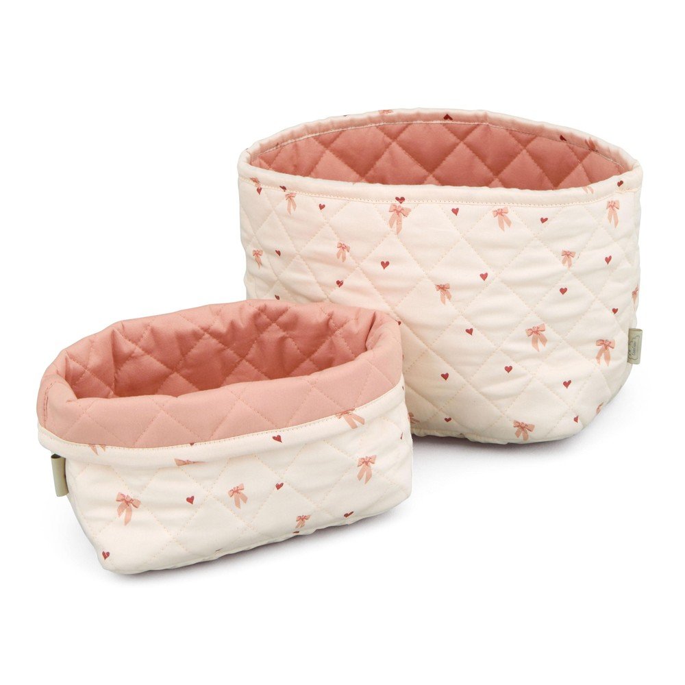 Rózsaszín-krémszínű textil játéktároló kosár szett 2 db-os ø 24x17 cm Bows – Cam Cam Copenhagen