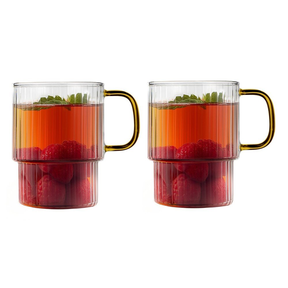Sárga üveg bögre szett 2 db-os cappucinóhoz 350 ml Livio – Vialli Design