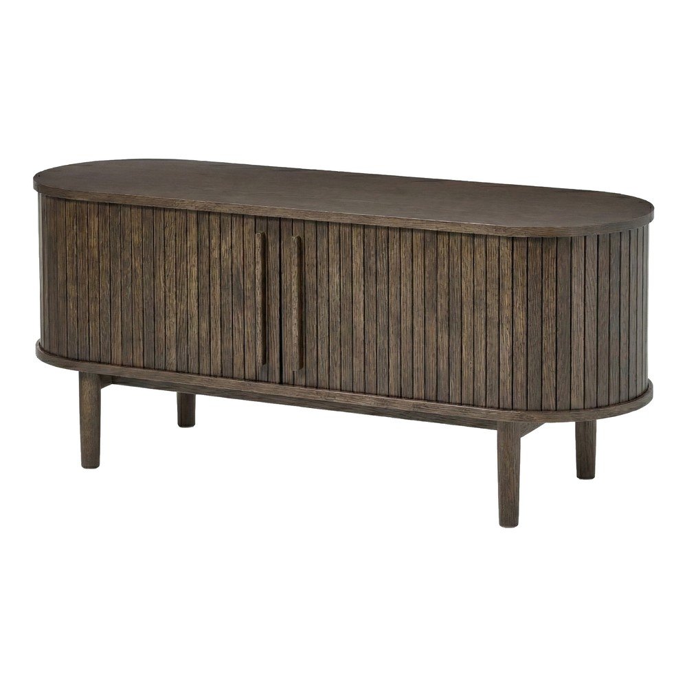Sötét natúr színű TV-állvány tölgyfa dekorral 140x56x40 cm Meta – Unique Furniture