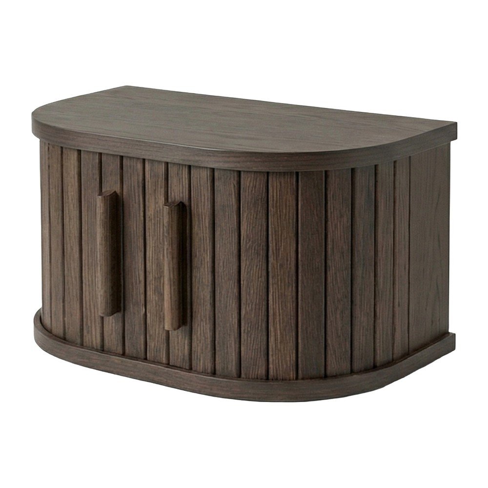 Sötét natúr színű függő éjjeliszekrény tölgyfa dekorral Meta – Unique Furniture