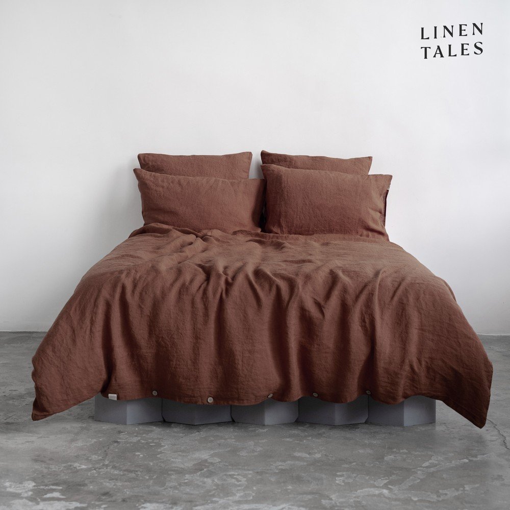 Sötétbarna egyszemélyes len ágyneműhuzat 140x200 cm Chocolate – Linen Tales