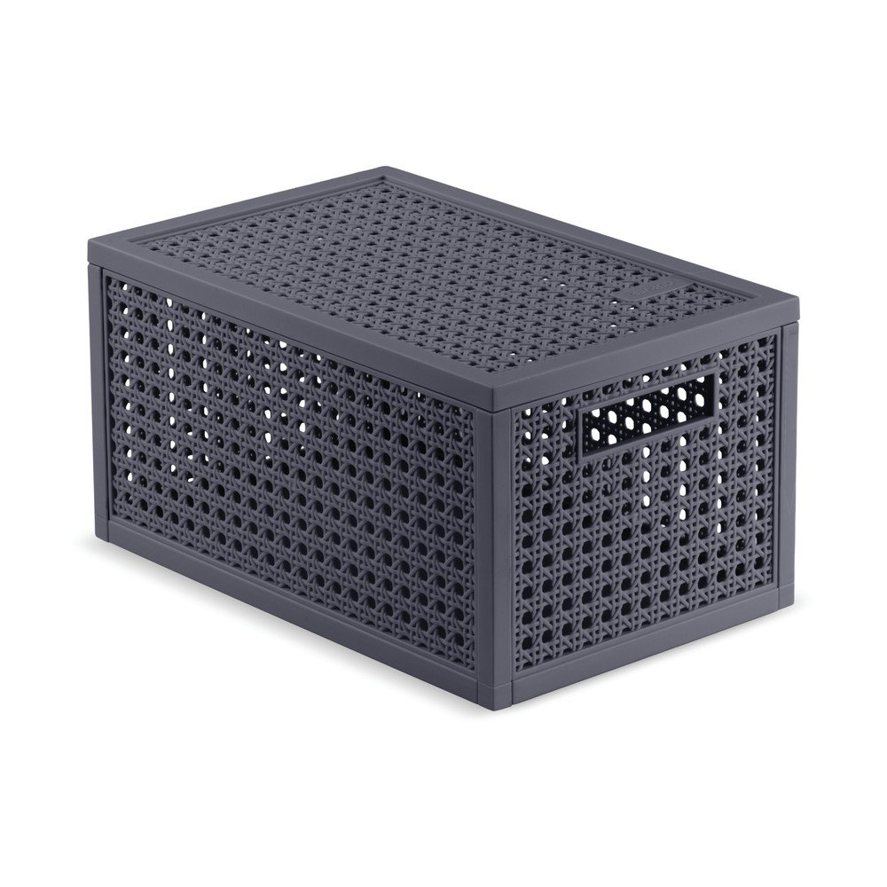 Sötétszürke fedeles újrahasznosított műanyag tárolódoboz 19x30x15 cm Kaya – Curver