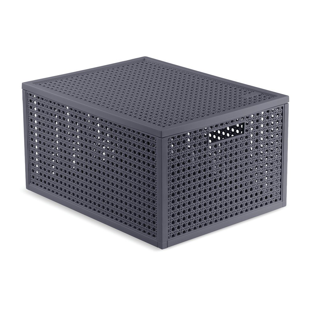 Sötétszürke fedeles újrahasznosított műanyag tárolódoboz 30x38x21 cm Kaya – Curver