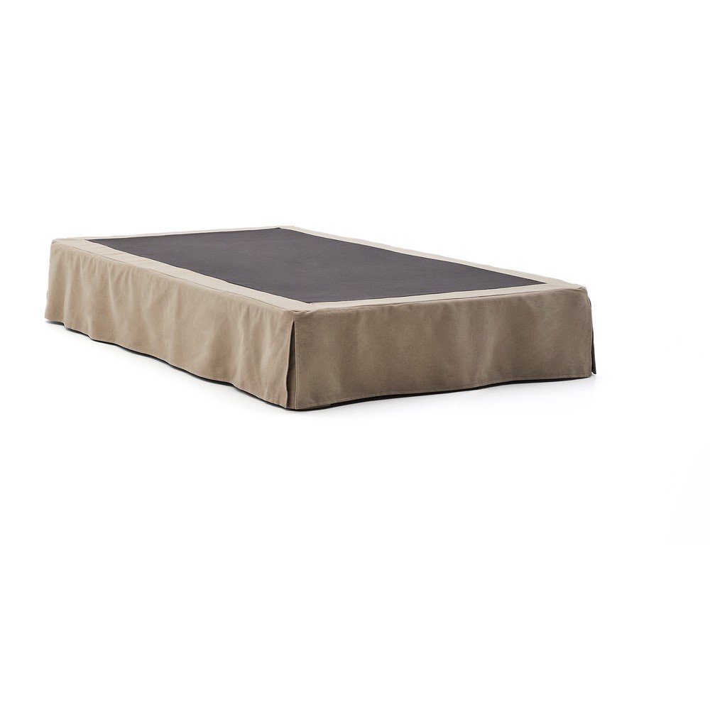 Szürkésbarna kárpitozott egyszemélyes ágy ágytámla nélkül 90x200 cm Jaira – Kave Home