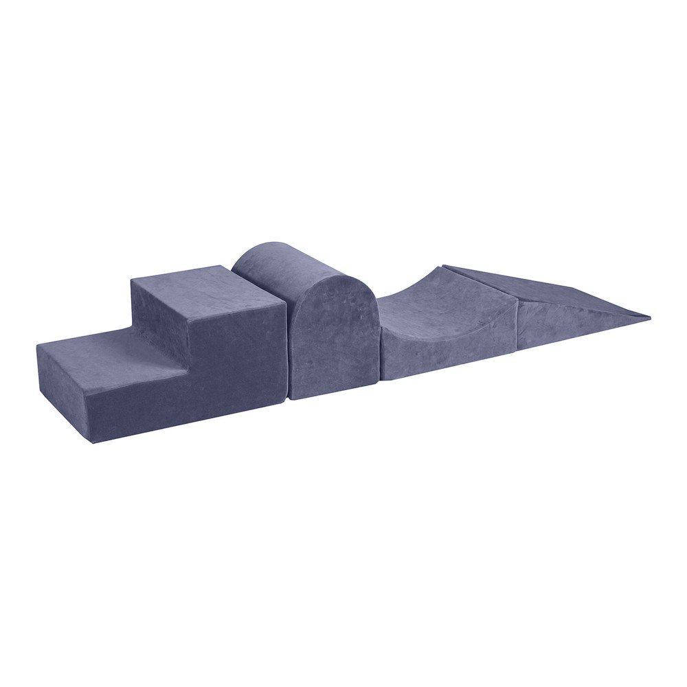 Szürkéskék bársony habszivacs játszótér 4 db-os magasság 30 cm 45x193 cm Montessori – Meowbaby