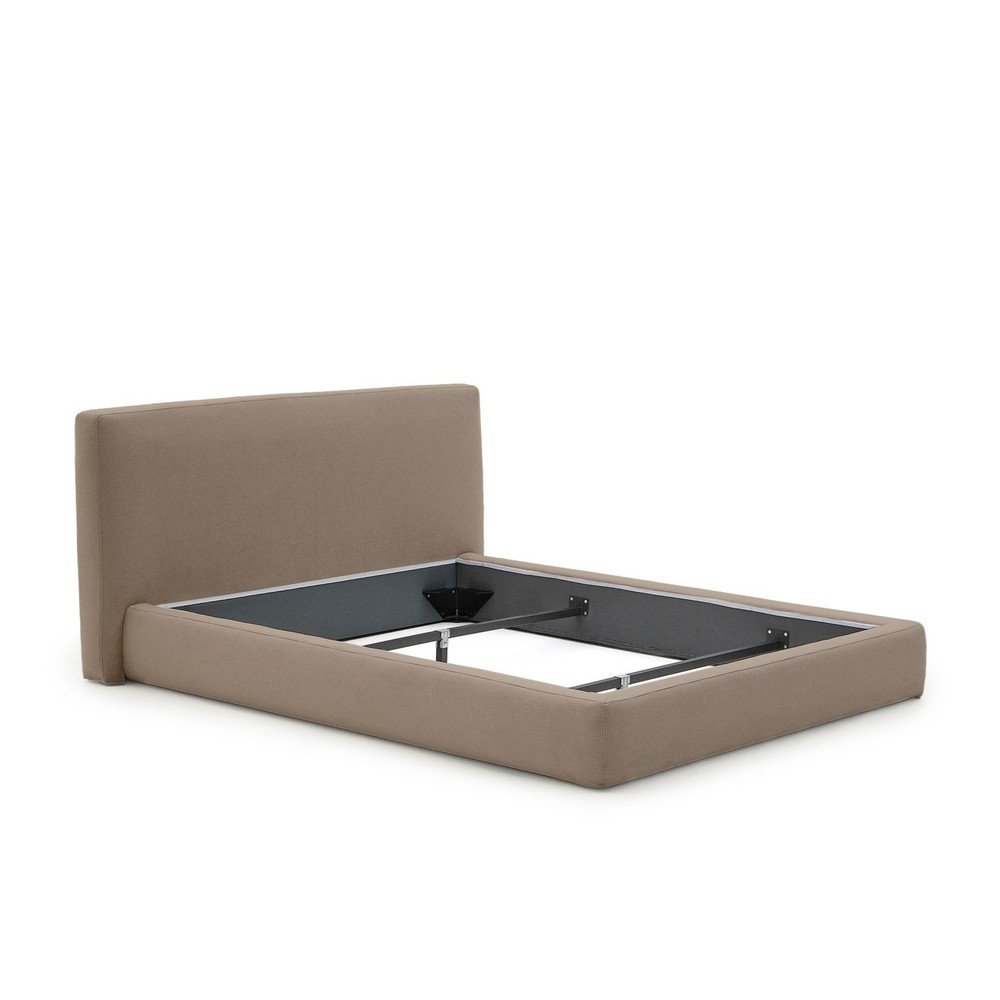 Téglavörös kárpitozott franciaágy ágyrács nélkül 180x200 cm Blok – Kave Home