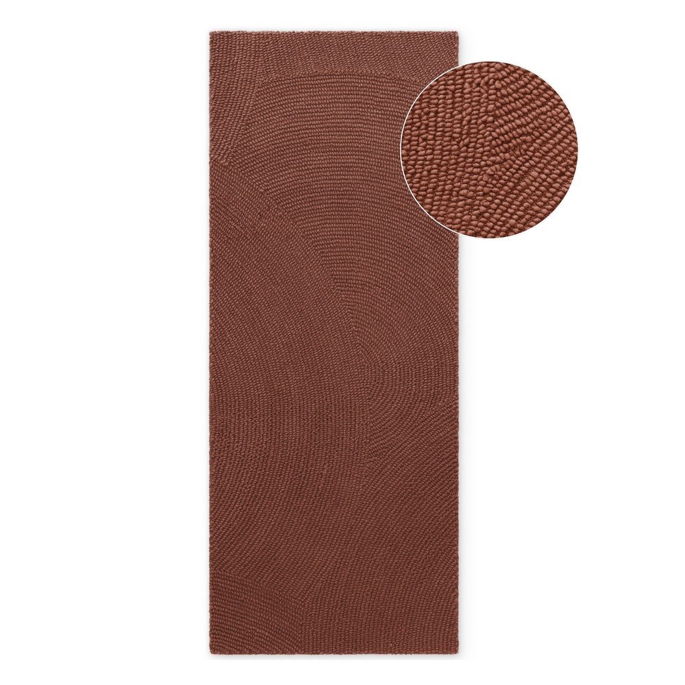 Téglavörös kézi szövésű gyapjú futószőnyeg 80x200 cm Calmio – Hanse Home