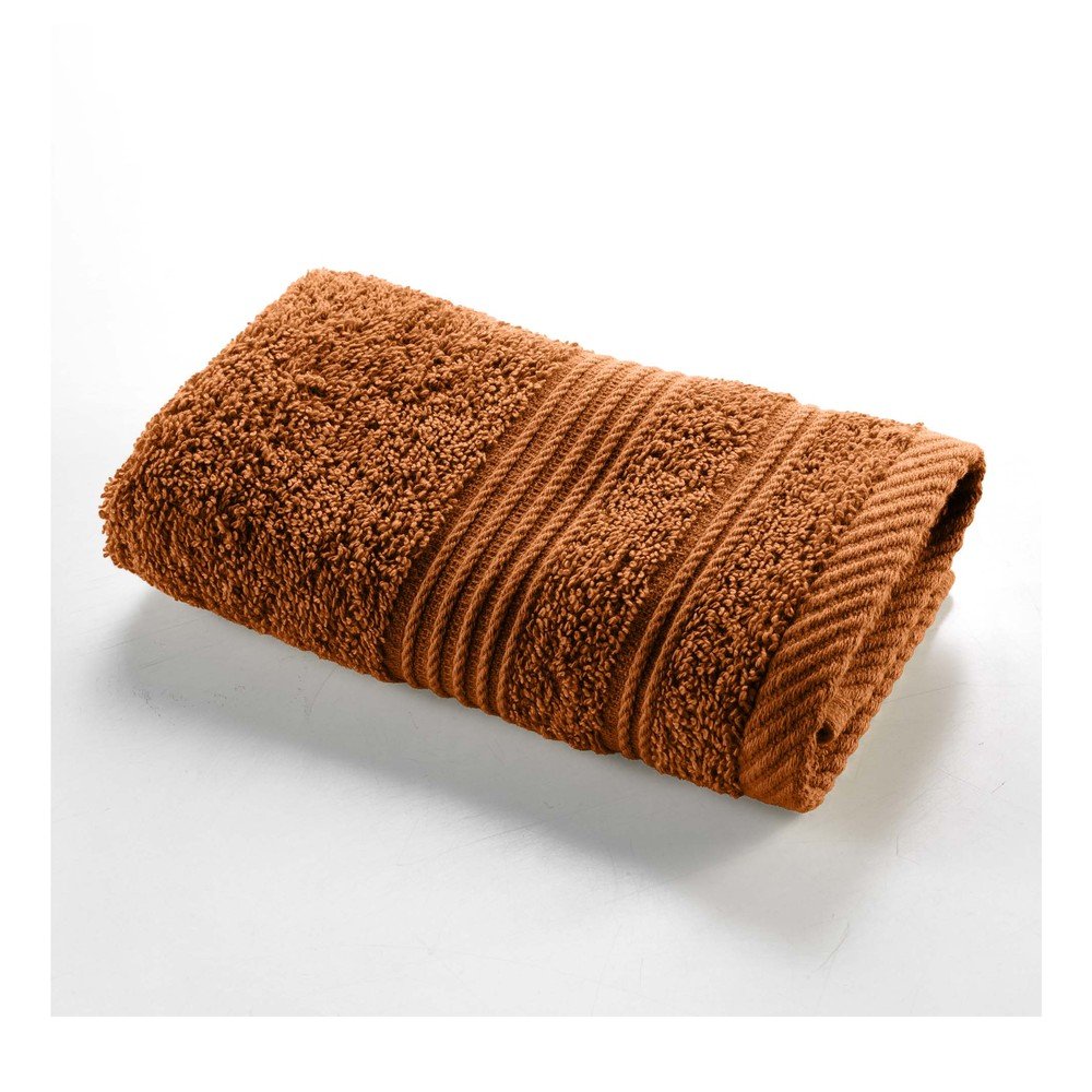 Terrakotta színű frottír pamut törölköző 30x50 cm Tendresse – douceur d'intérieur
