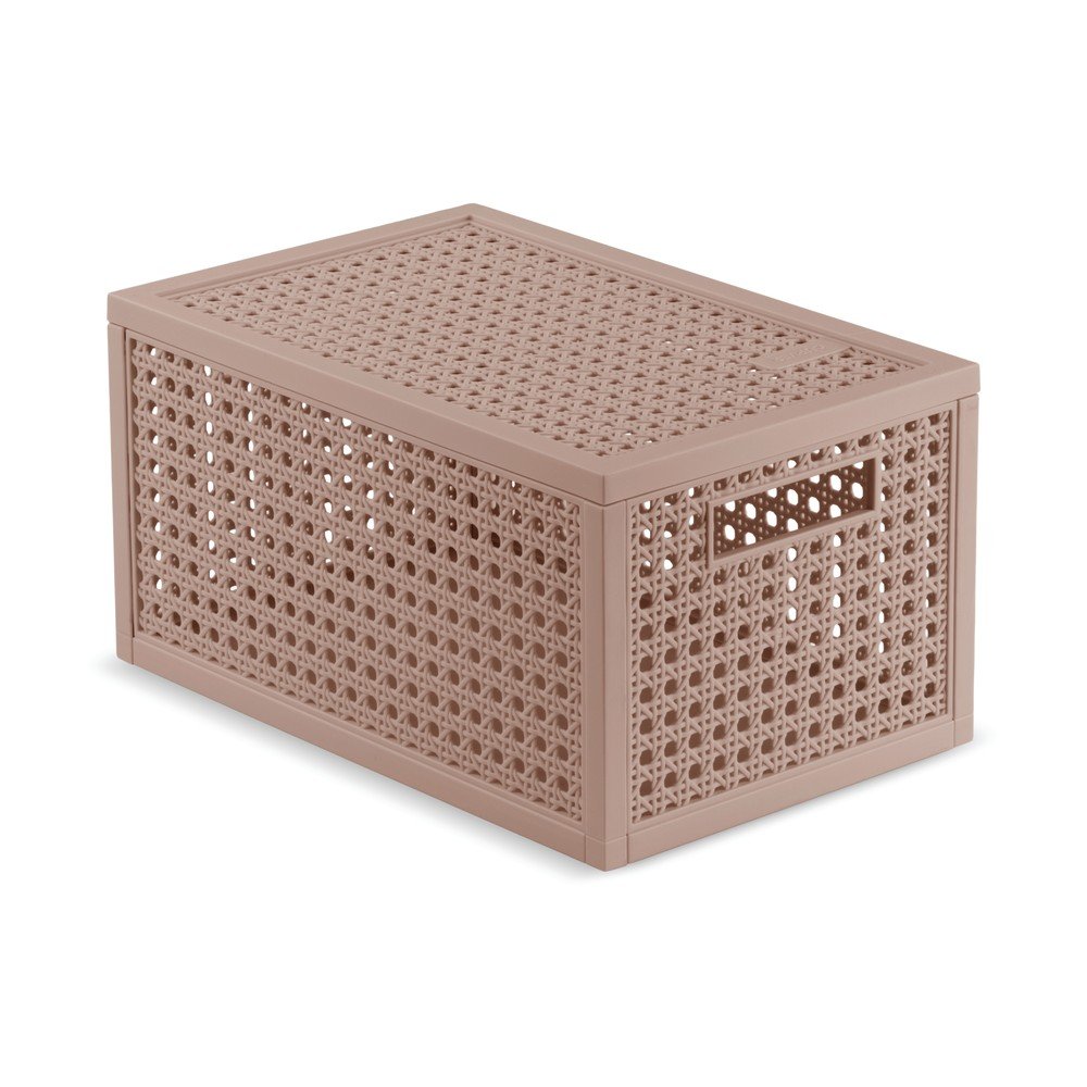 Törtrózsaszín fedeles újrahasznosított műanyag tárolódoboz 19x30x15 cm Kaya – Curver