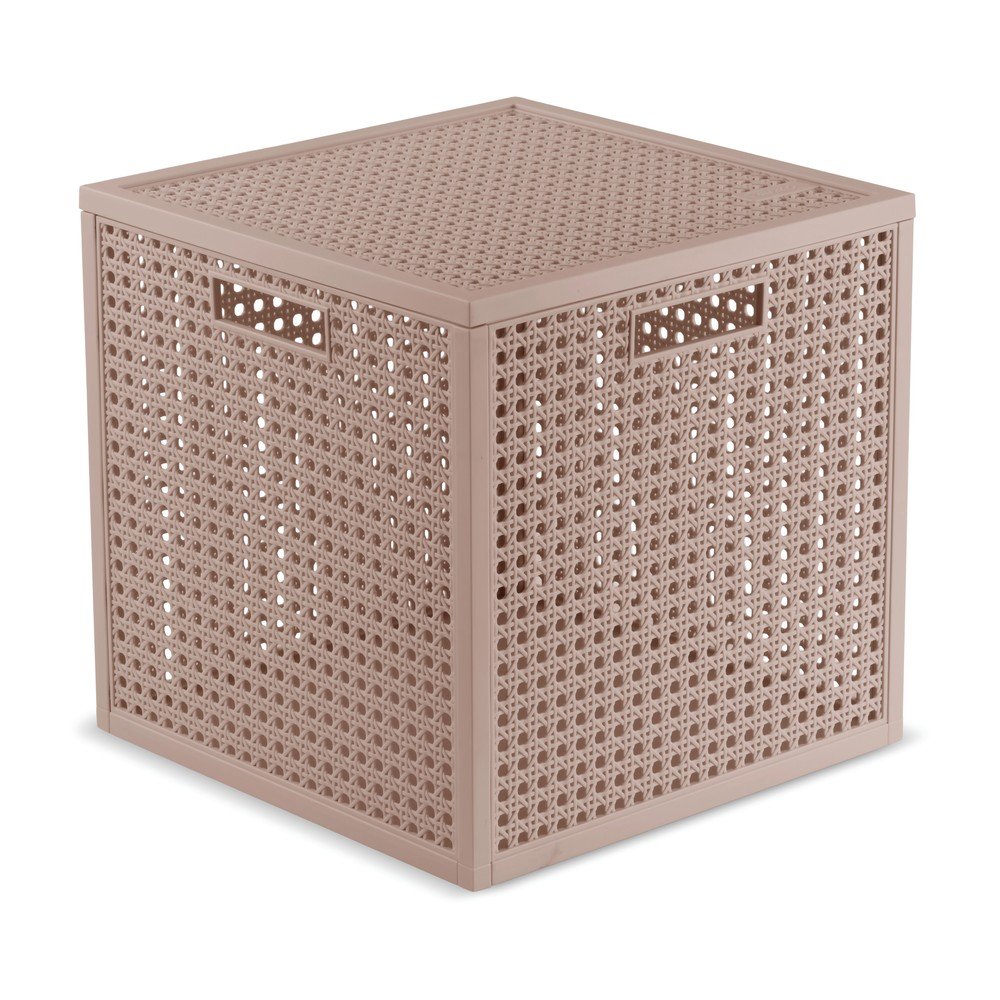 Törtrózsaszín fedeles újrahasznosított műanyag tárolódoboz 28x28x28 cm Kaya Cube – Curver