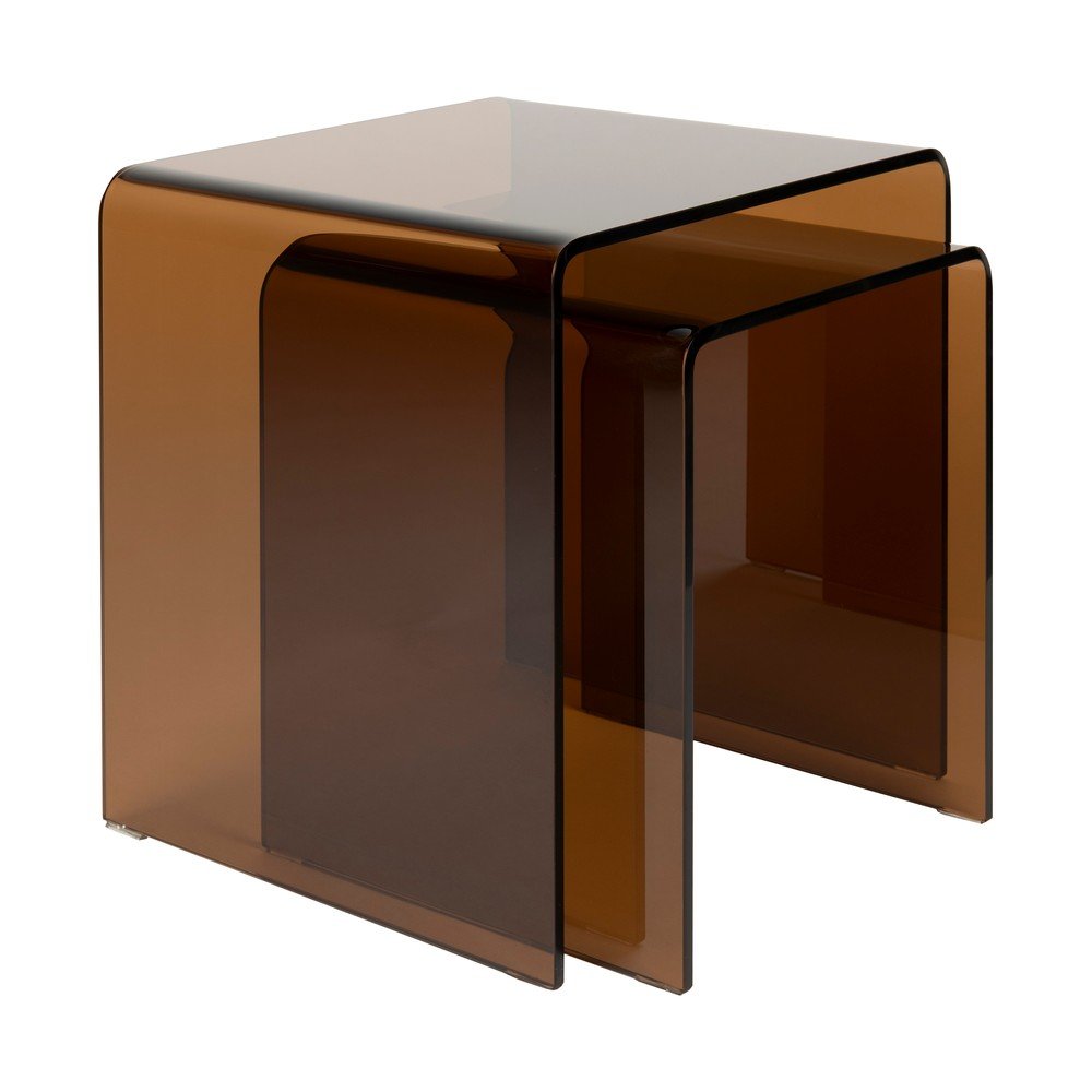 Üveg tárolóasztal szett 2 db-os 40x45 cm Vetro – Dutchbone