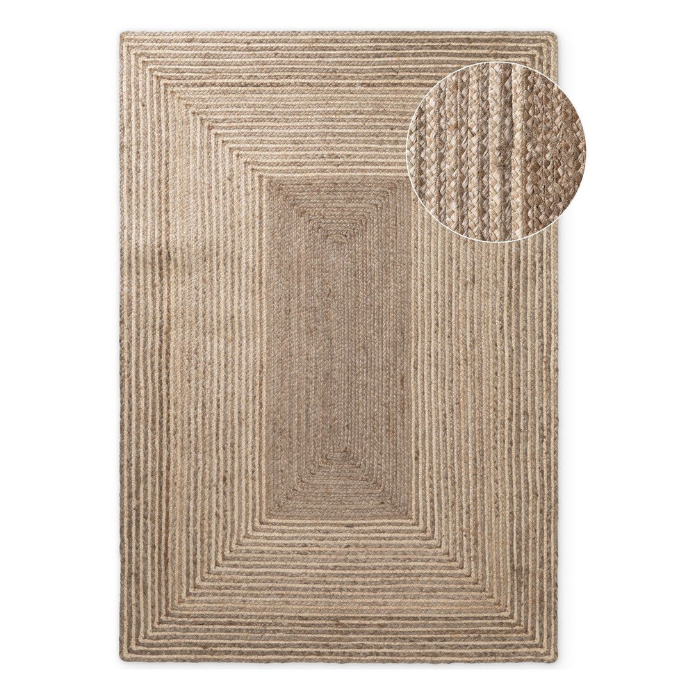 Világos natúr színű-sötét natúr színű kétoldalas-kézi szövésű juta szőnyeg 200x300 cm Juno – Hanse Home