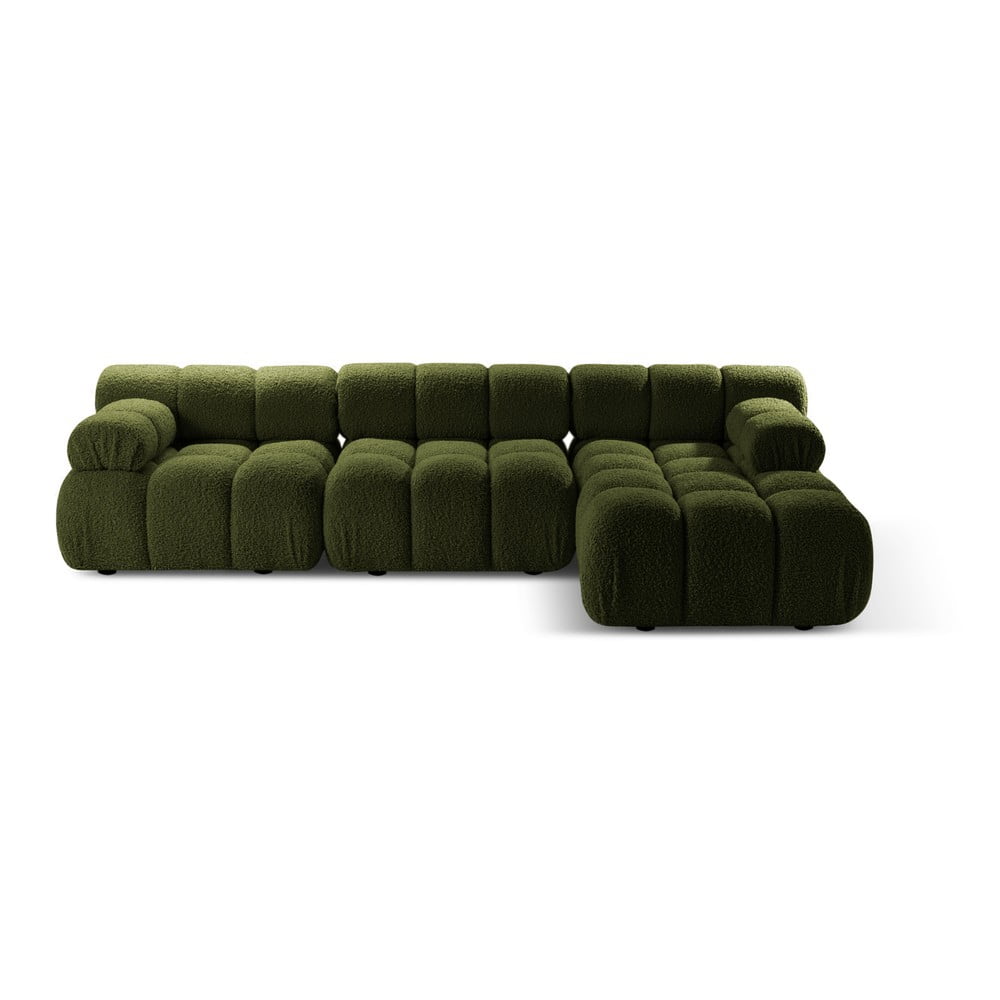 Zöld buklé moduláris sarokkanapé (jobb oldali) Bellis – Micadoni Home