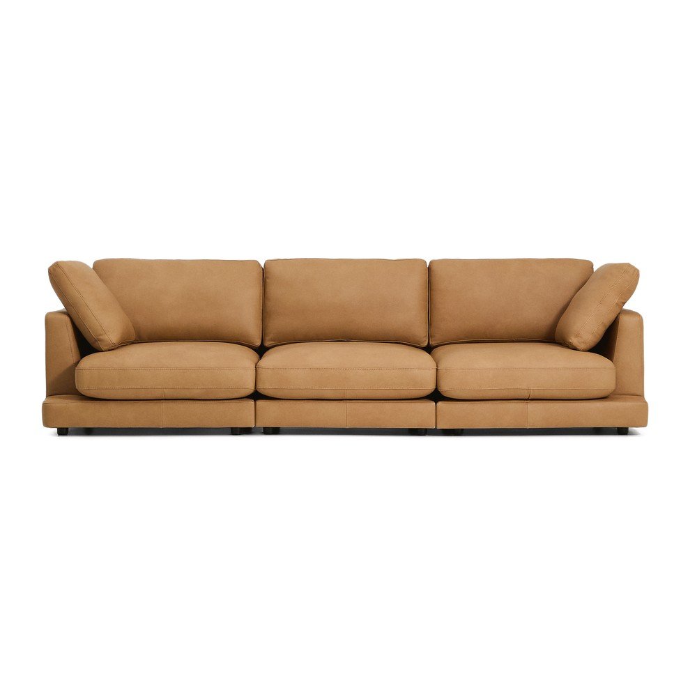 Barna bőr kanapé 300 cm Gala – Kave Home