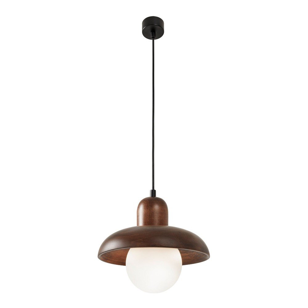 Barna függőlámpa fa búrával ø 25 cm Elsa – Opviq lights