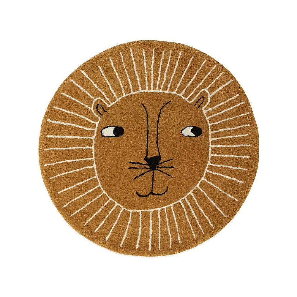 Barna gyapjúkeverék gyerek szőnyeg ø95 cm Lion – OYOY Mini